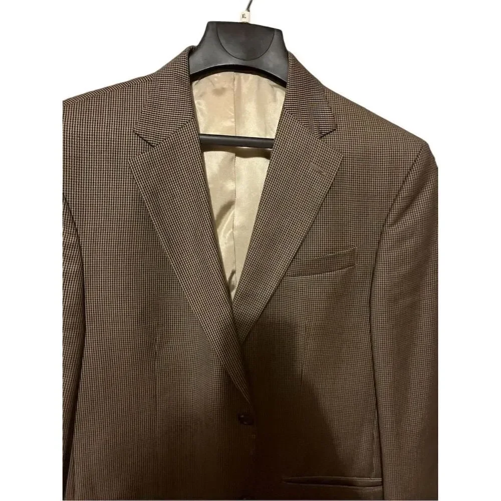 Vintage Stafford Men's Gray Wool Blazer 42L Herringbone Formal Jacket